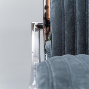 Set 4 Blue Velvet Chairs Metal 1970s Modern Vintage