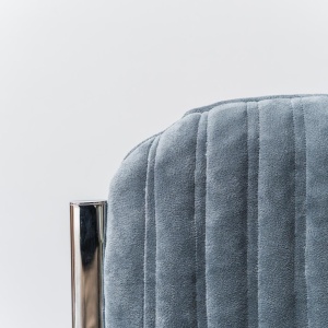 Set 4 Blue Velvet Chairs Metal 1970s Modern Vintage