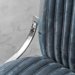 Set 4 Blue Velvet Chairs Metal 1970s Modern Vintage