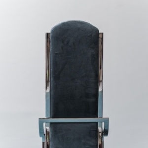 Set 4 Blue Velvet Chairs Metal 1970s Modern Vintage
