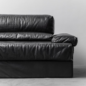 Modular Sofa In Black Leather Cinova Modern 70s