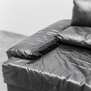 Modular Sofa In Black Leather Cinova Modern 70s
