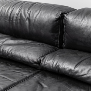 Modular Sofa In Black Leather Cinova Modern 70s