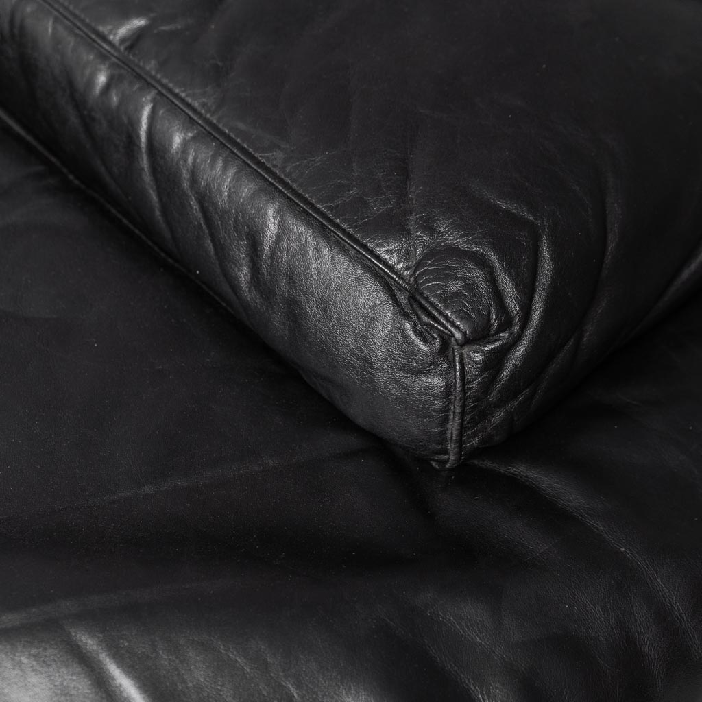 Modular Sofa In Black Leather Cinova Modern 70s