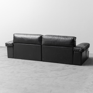 Modular Sofa In Black Leather Cinova Modern 70s