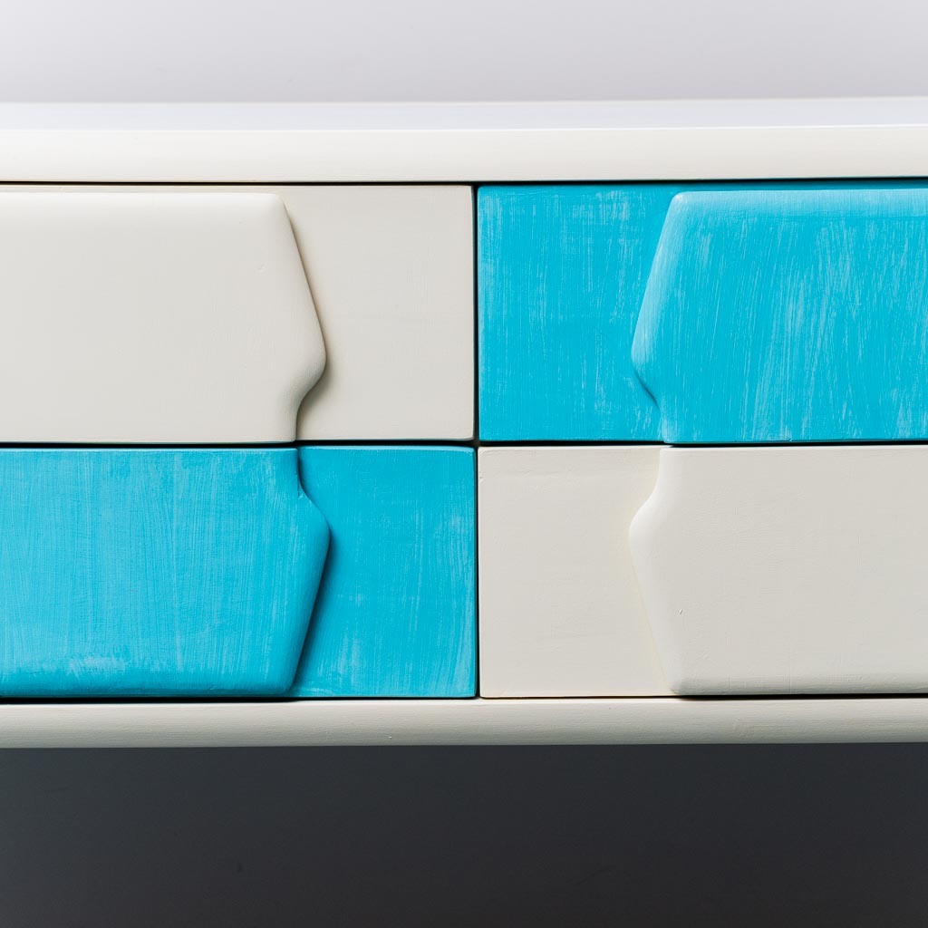 Mobile Sideboard White Wood Metal 1960's Modern Vintage
