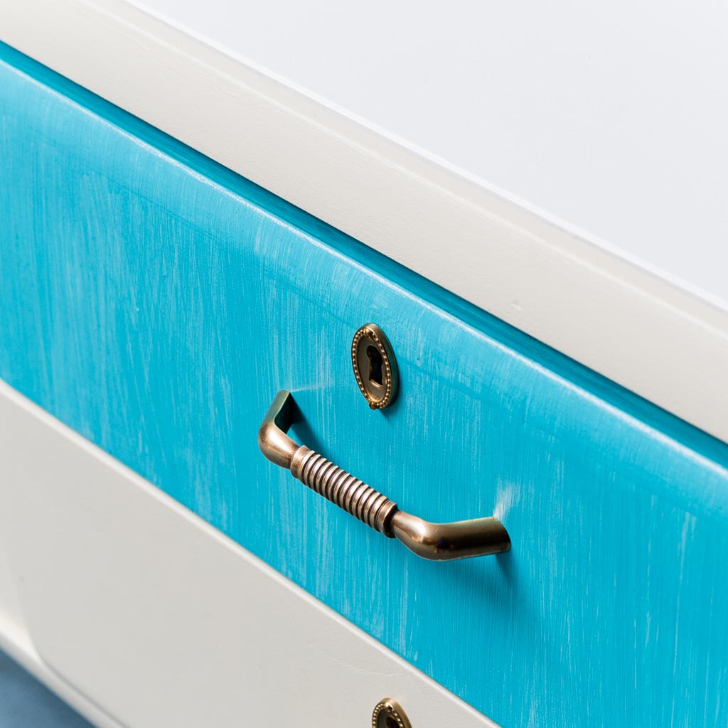 Mobile Sideboard White Wood Metal 1960's Modern Vintage