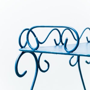 Blue Wrought Iron Bar Trolley 1950's Modern Vintage