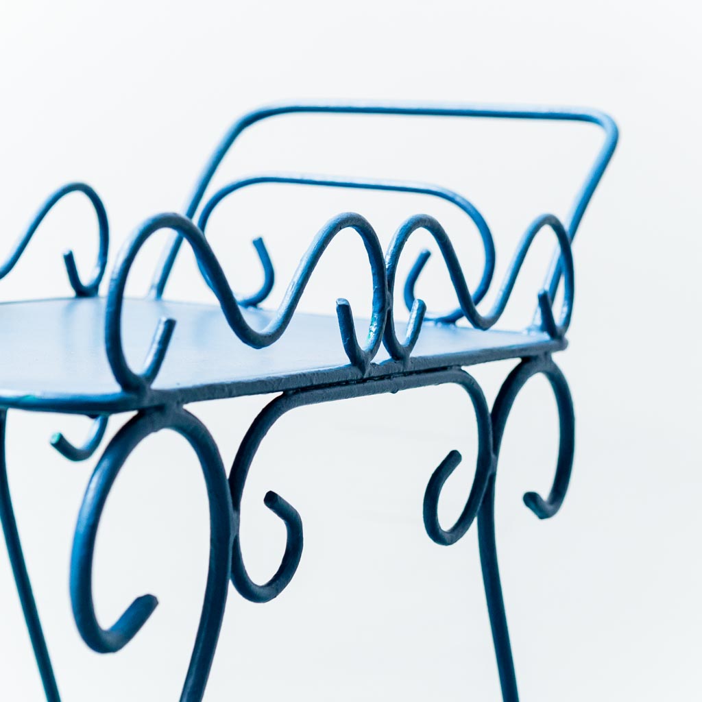 Blue Wrought Iron Bar Trolley 1950's Modern Vintage