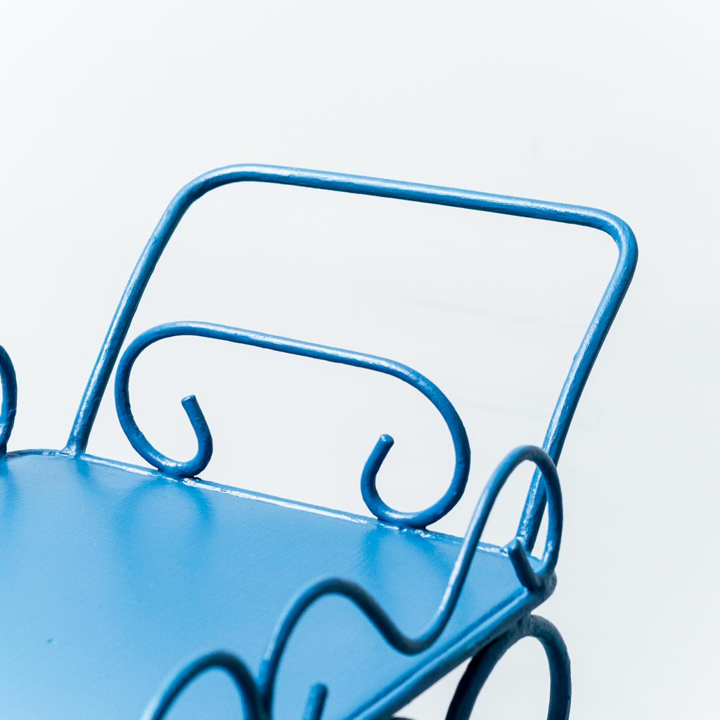 Blue Wrought Iron Bar Trolley 1950's Modern Vintage