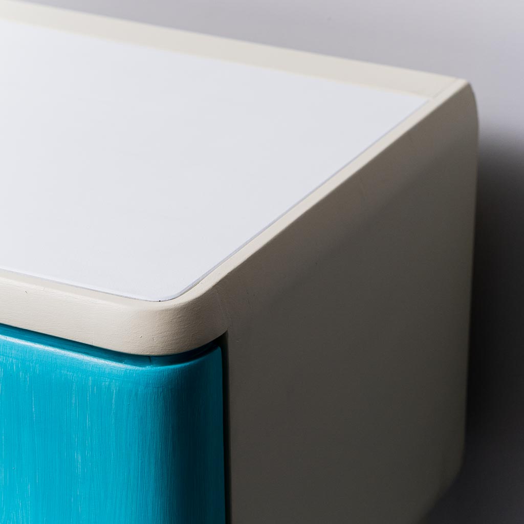 Mobile Sideboard White Wood Metal 1960's Modern Vintage