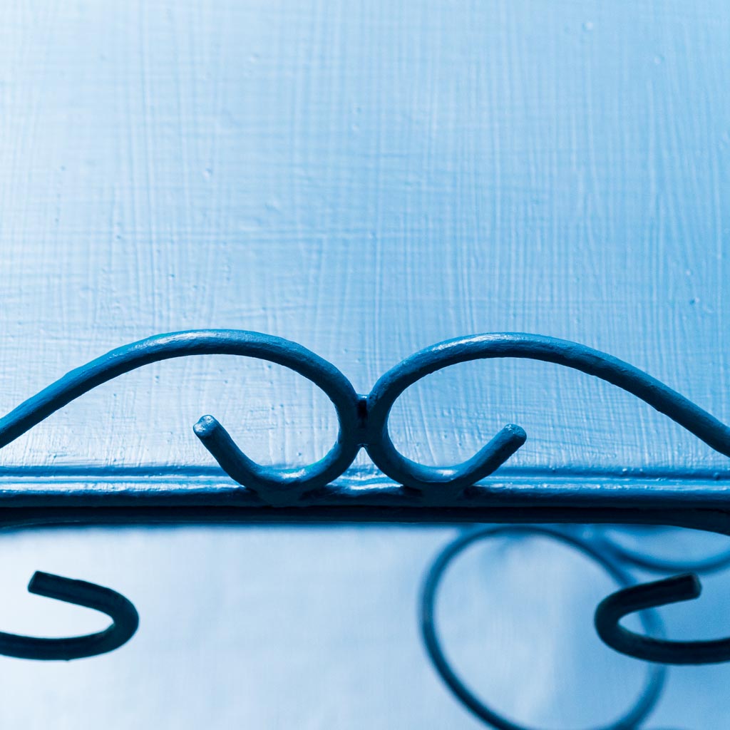 Blue Wrought Iron Bar Trolley 1950's Modern Vintage