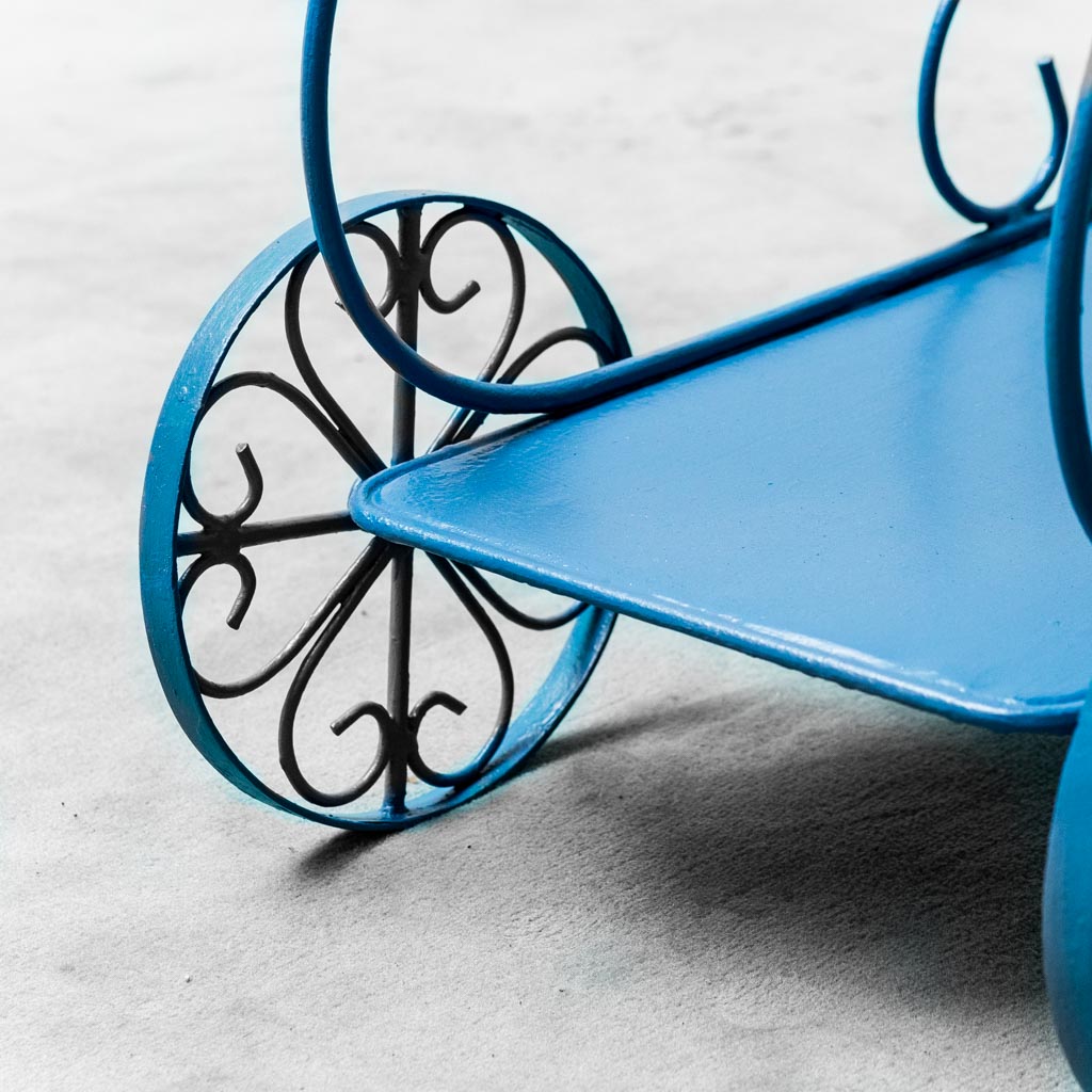 Blue Wrought Iron Bar Trolley 1950's Modern Vintage