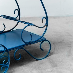Blue Wrought Iron Bar Trolley 1950's Modern Vintage