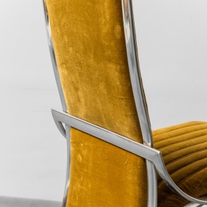 Set 4 Yellow Velvet Chairs Metal 1970s Modern Vintage