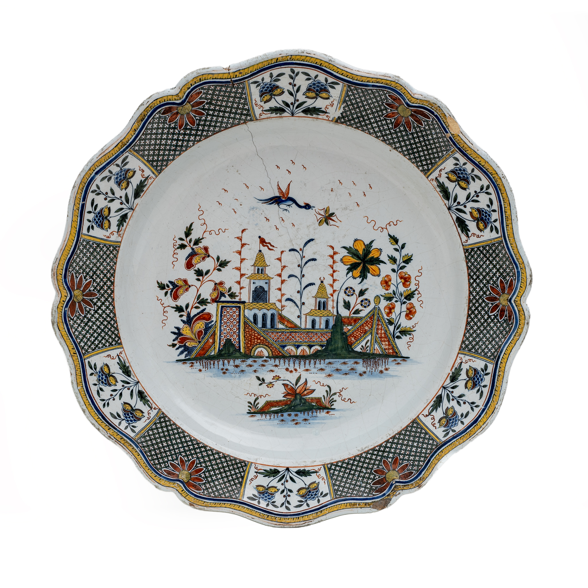 Big Dish. France, Rouen, Manufactory of Jean-Baptiste Guillibaud, around 1730