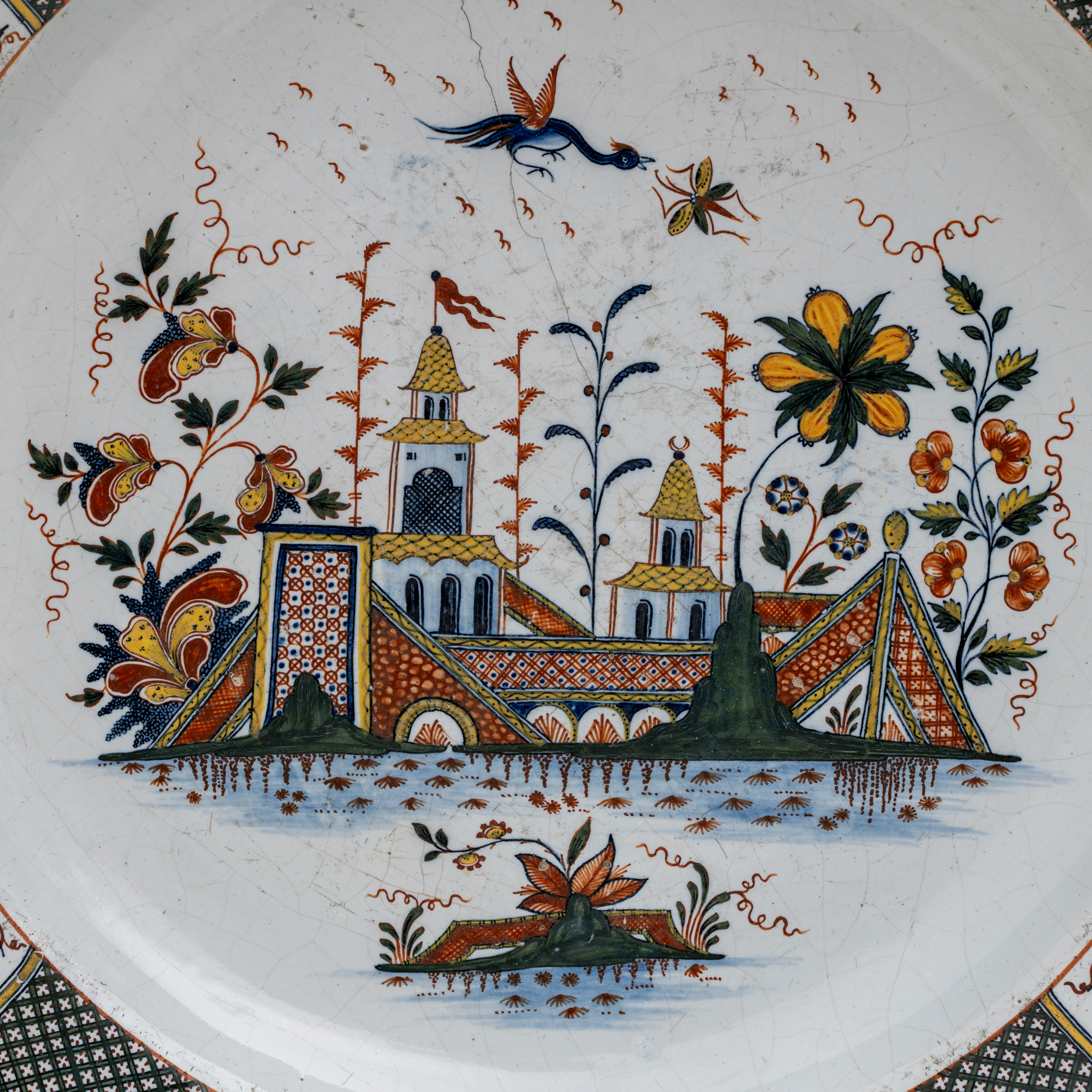 Big Dish. France, Rouen, Manufactory of Jean-Baptiste Guillibaud, around 1730