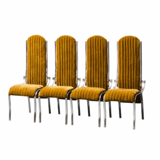 Set 4 Yellow Velvet Chairs Metal 1970s Modern Vintage