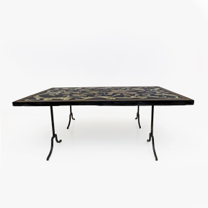 20th Century Italian Handmade Wrought Iron Coffee Table Frame with Inlaid Marble Top