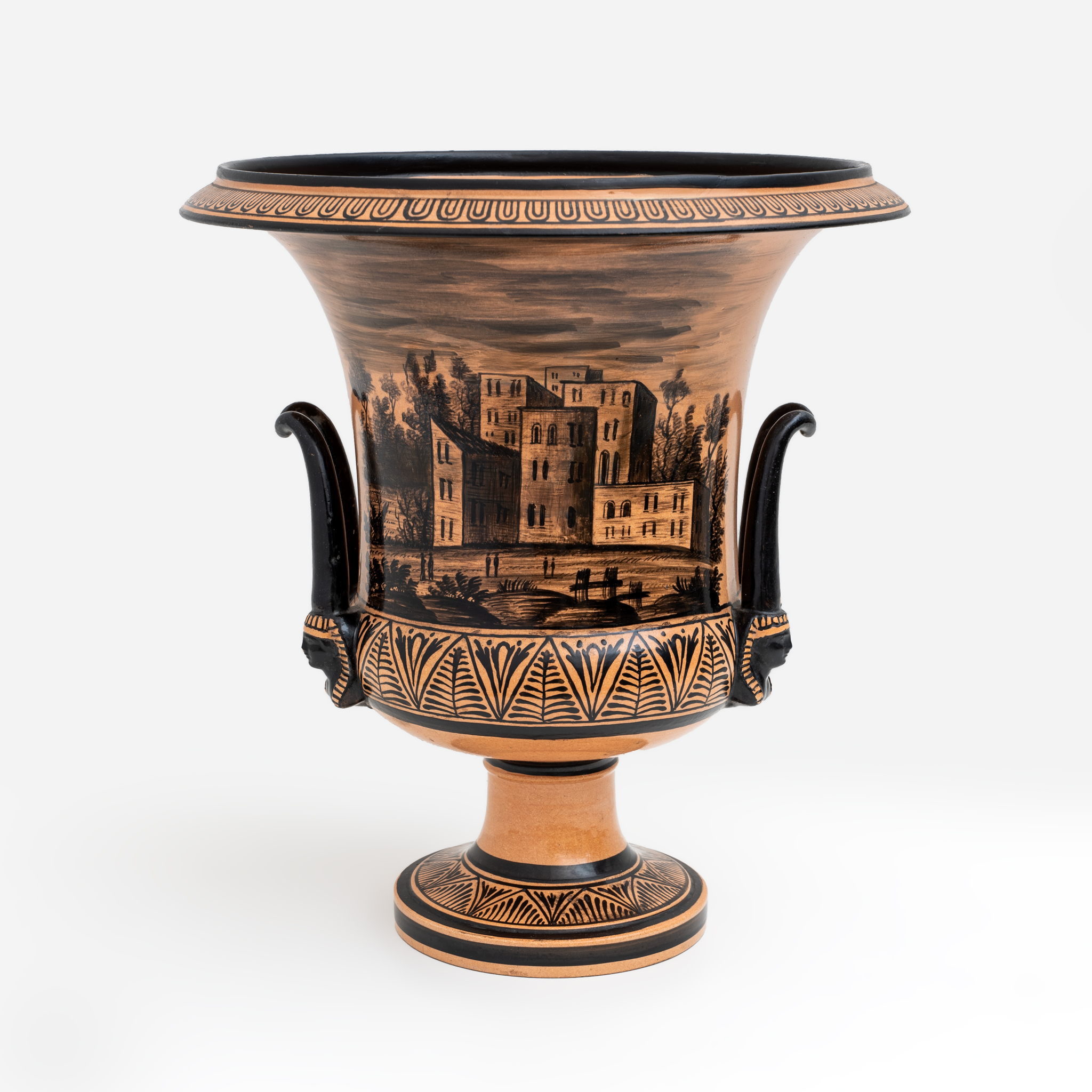 Giustiniani Manufacture Mid-19th Century Earthenware Crater Vase, Naples