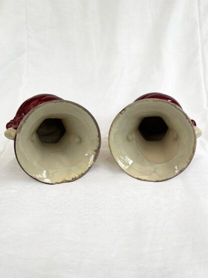 An attractive pair of Mid century fat lava glaze German handled vases - Image 4