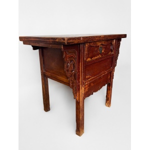 Antique Qing dynasty 19th century Chinese Red Lacquered Altar Table Sideboard