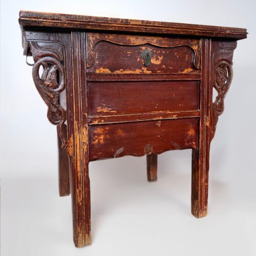 Antique Qing dynasty 19th century Chinese Red Lacquered Altar Table Sideboard