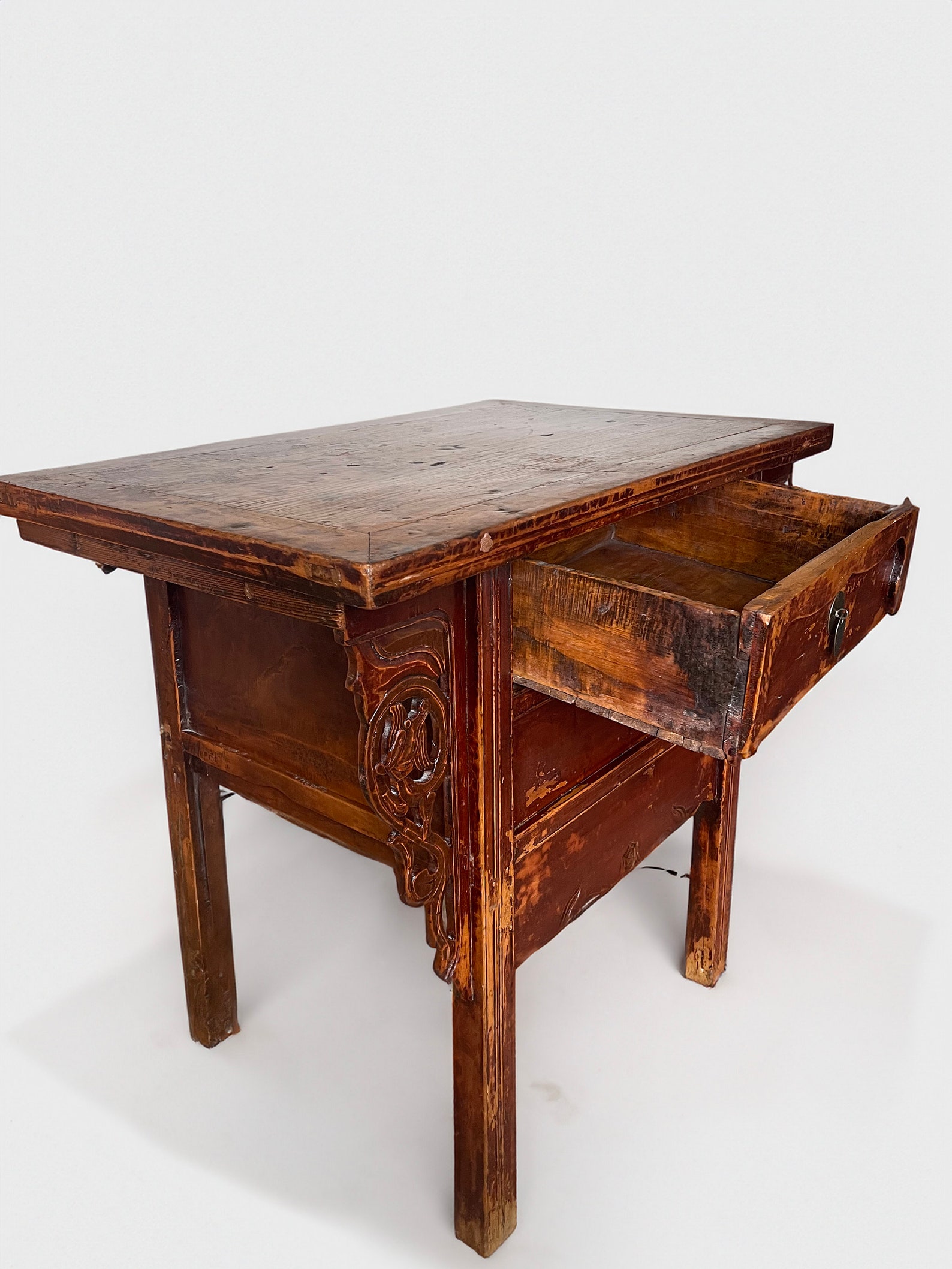 Antique Qing dynasty 19th century Chinese Red Lacquered Altar Table Sideboard