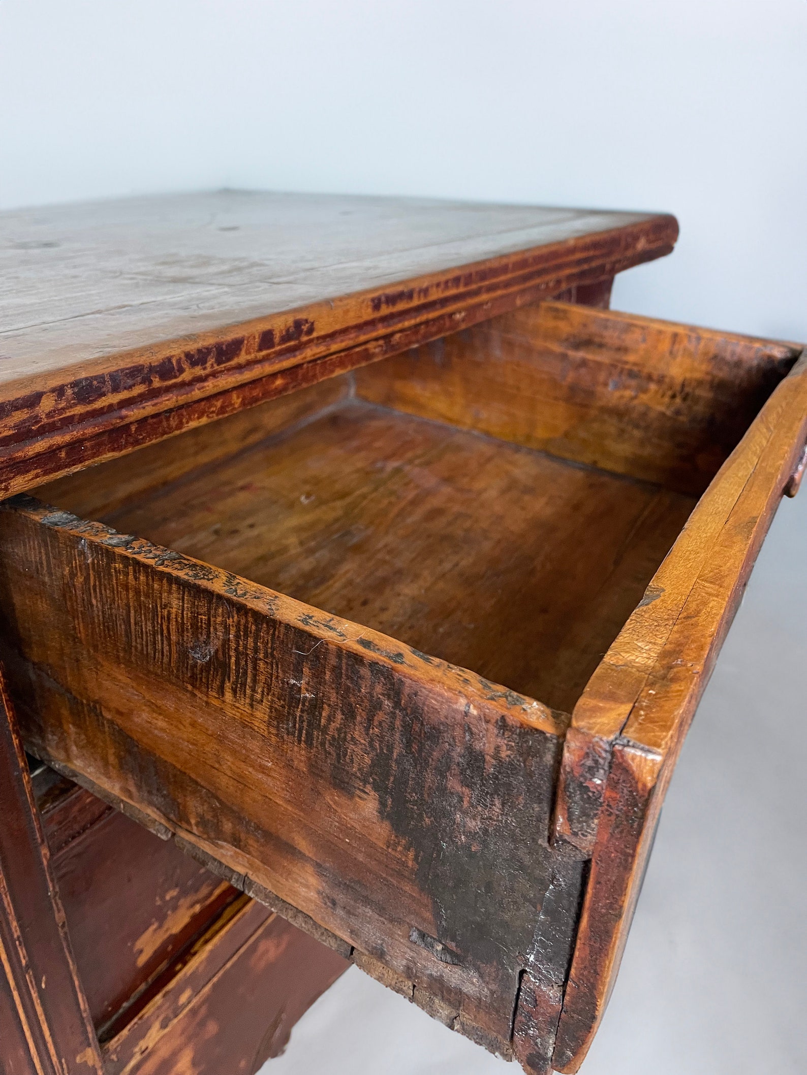 Antique Qing dynasty 19th century Chinese Red Lacquered Altar Table Sideboard