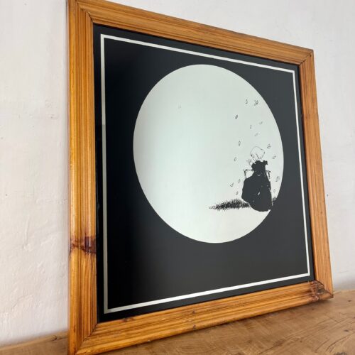Vintage Art Nouveau Mirror, Girl With Leaves Noir Design