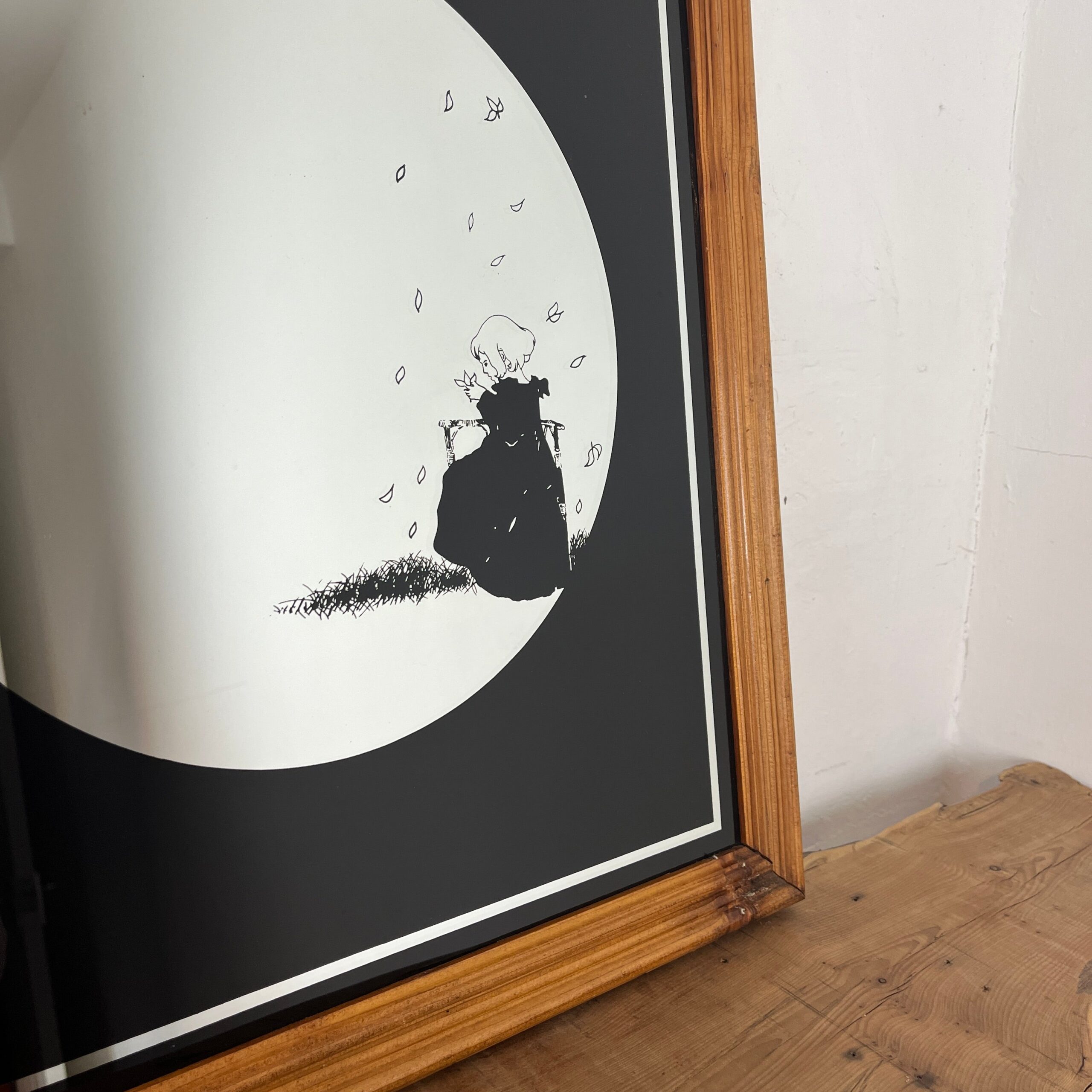 Vintage Art Nouveau Mirror, Girl With Leaves Noir Design