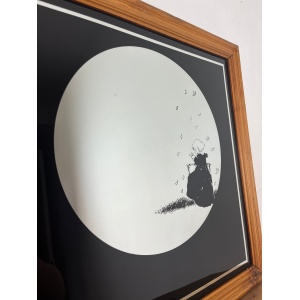 Vintage Art Nouveau Mirror, Girl With Leaves Noir Design