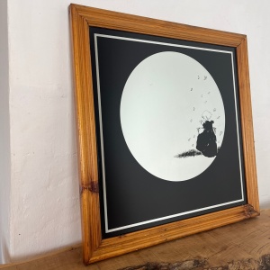 Vintage Art Nouveau Mirror, Girl With Leaves Noir Design
