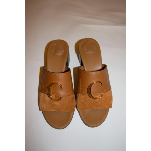 Chloe Leather and Suede Mules