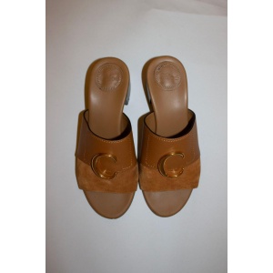 Chloe Leather and Suede Mules