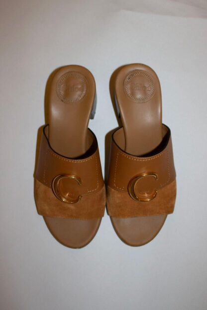 Chloe Leather and Suede Mules
