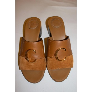 Chloe Leather and Suede Mules