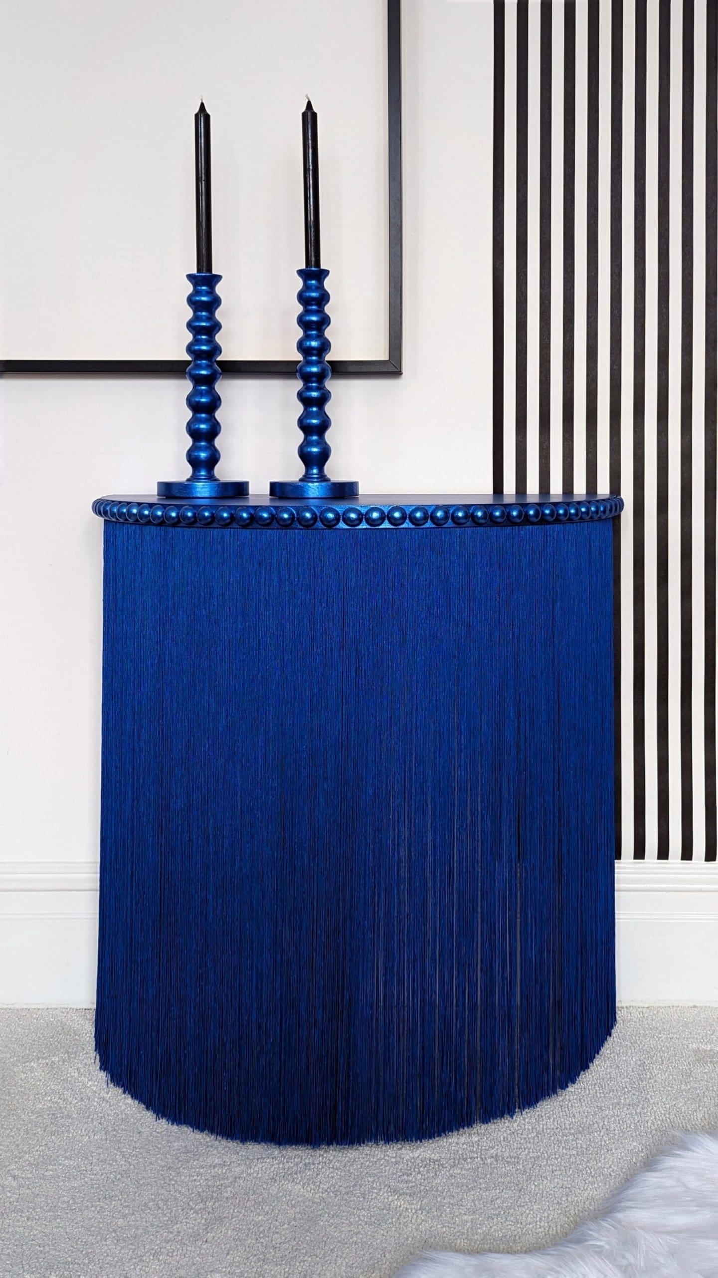 Delphine | Royal Blue Fringed Console Table