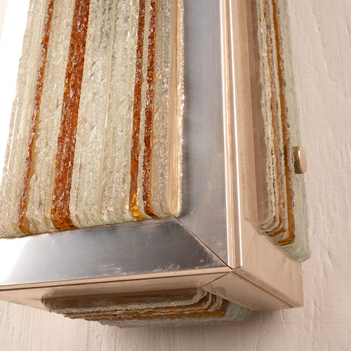 Glass and aluminum wall light by Albano Poli for Poliarte - Cromo Version