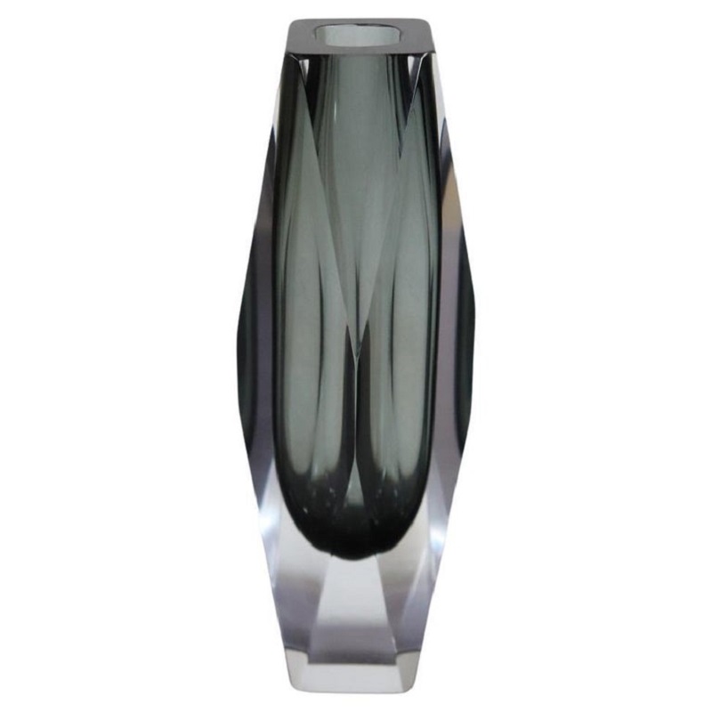 Art Glass Smoked Grey Vase By Flavio Poli For A. Mandruzzato, 1960s