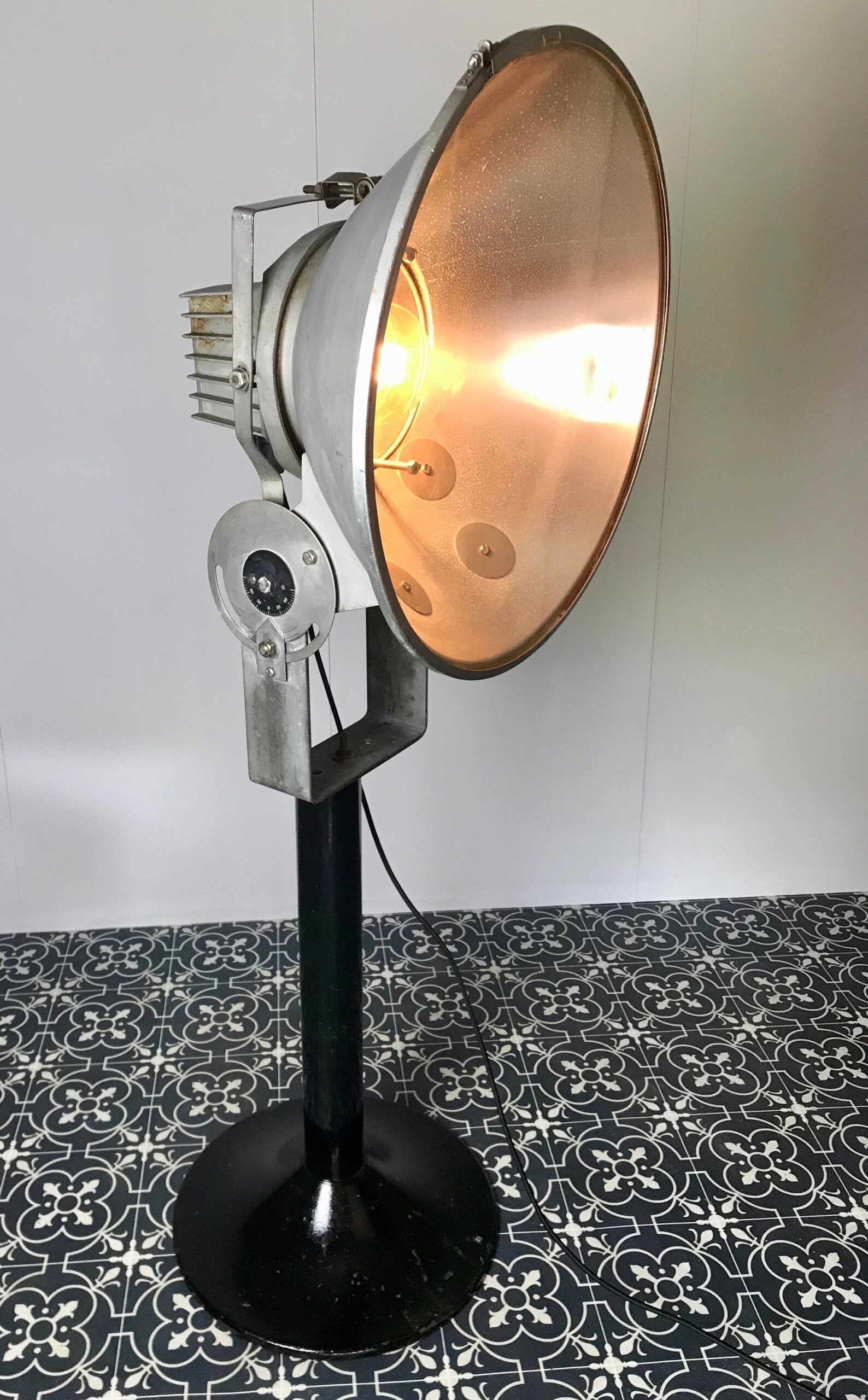 Large Vintage Industrial Floodlight, Floor Standing Designer Lamp