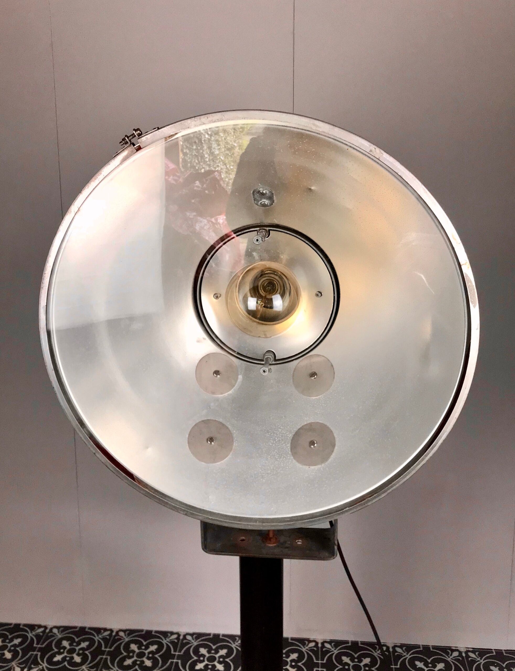 Large Vintage Industrial Floodlight, Floor Standing Designer Lamp