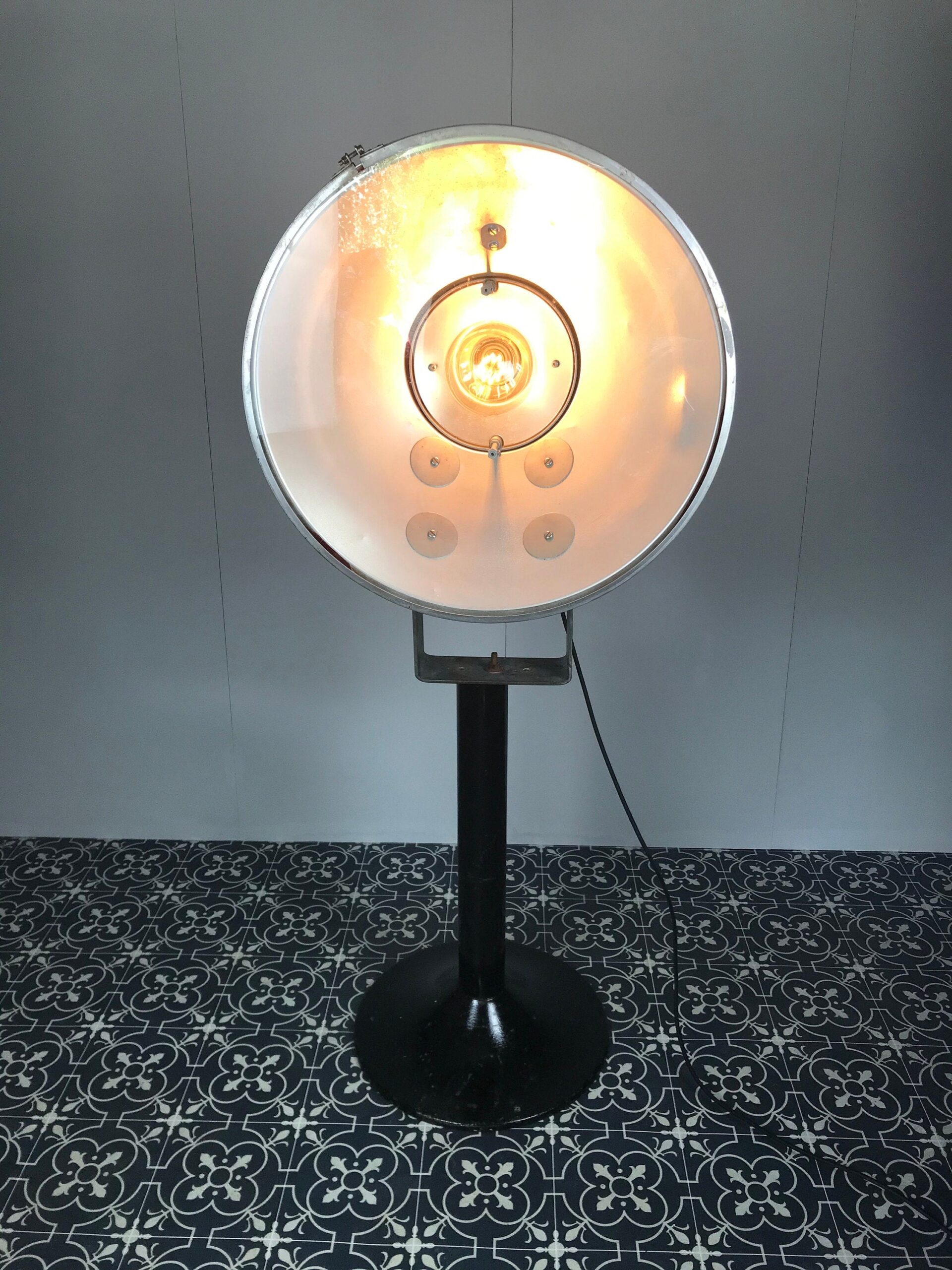 Large Vintage Industrial Floodlight, Floor Standing Designer Lamp
