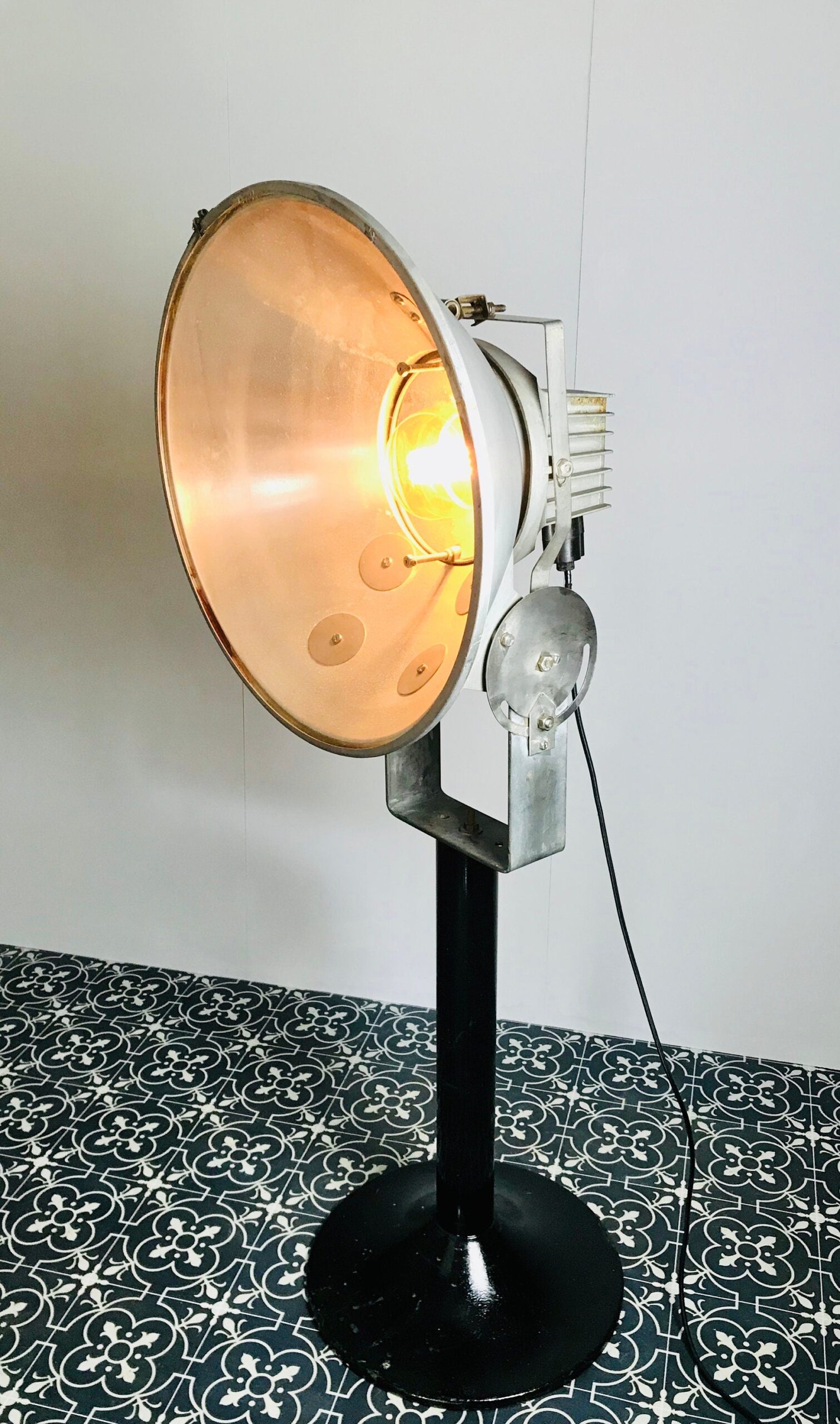 Large Vintage Industrial Floodlight, Floor Standing Designer Lamp