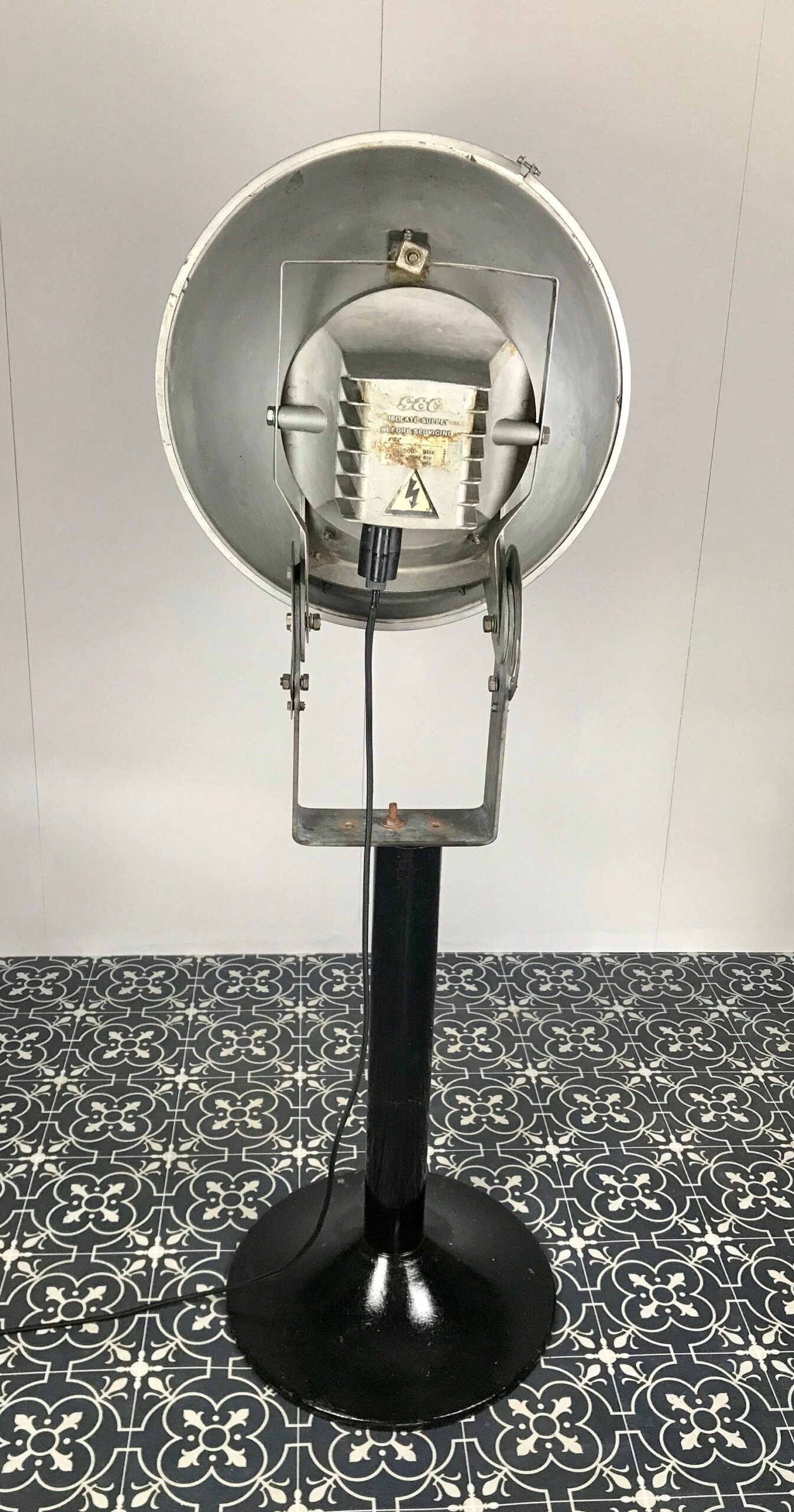 Large Vintage Industrial Floodlight, Floor Standing Designer Lamp