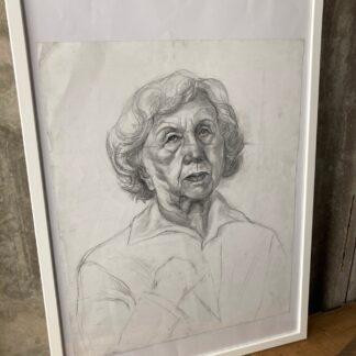 Vintage Original Pencil Drawing Picture, Older Lady