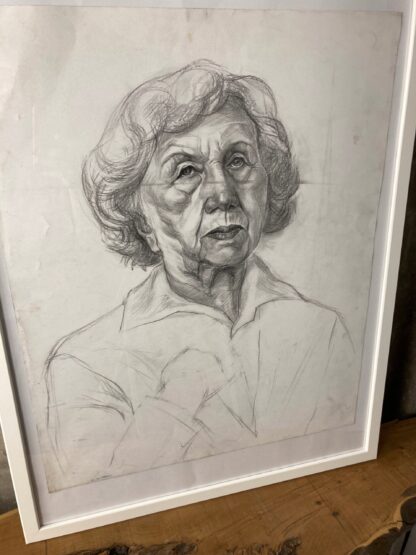 Vintage Original Pencil Drawing Picture, Older Lady - Image 2