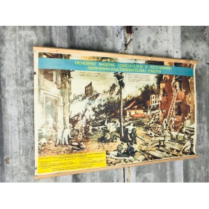Vintage Original Military War Poster, Firefighting Educational Picture