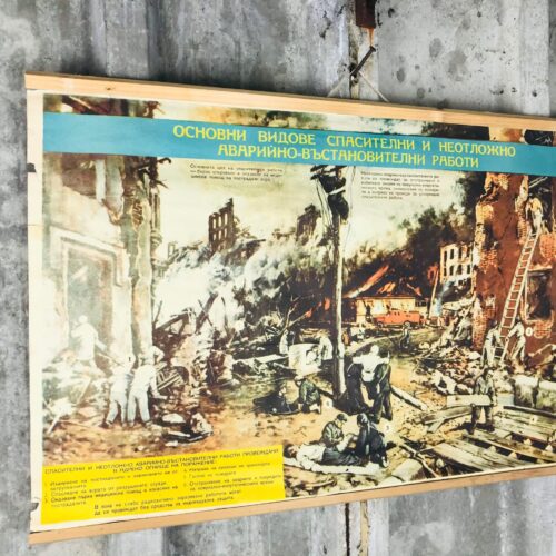 Vintage Original Military War Poster, Firefighting Educational Picture