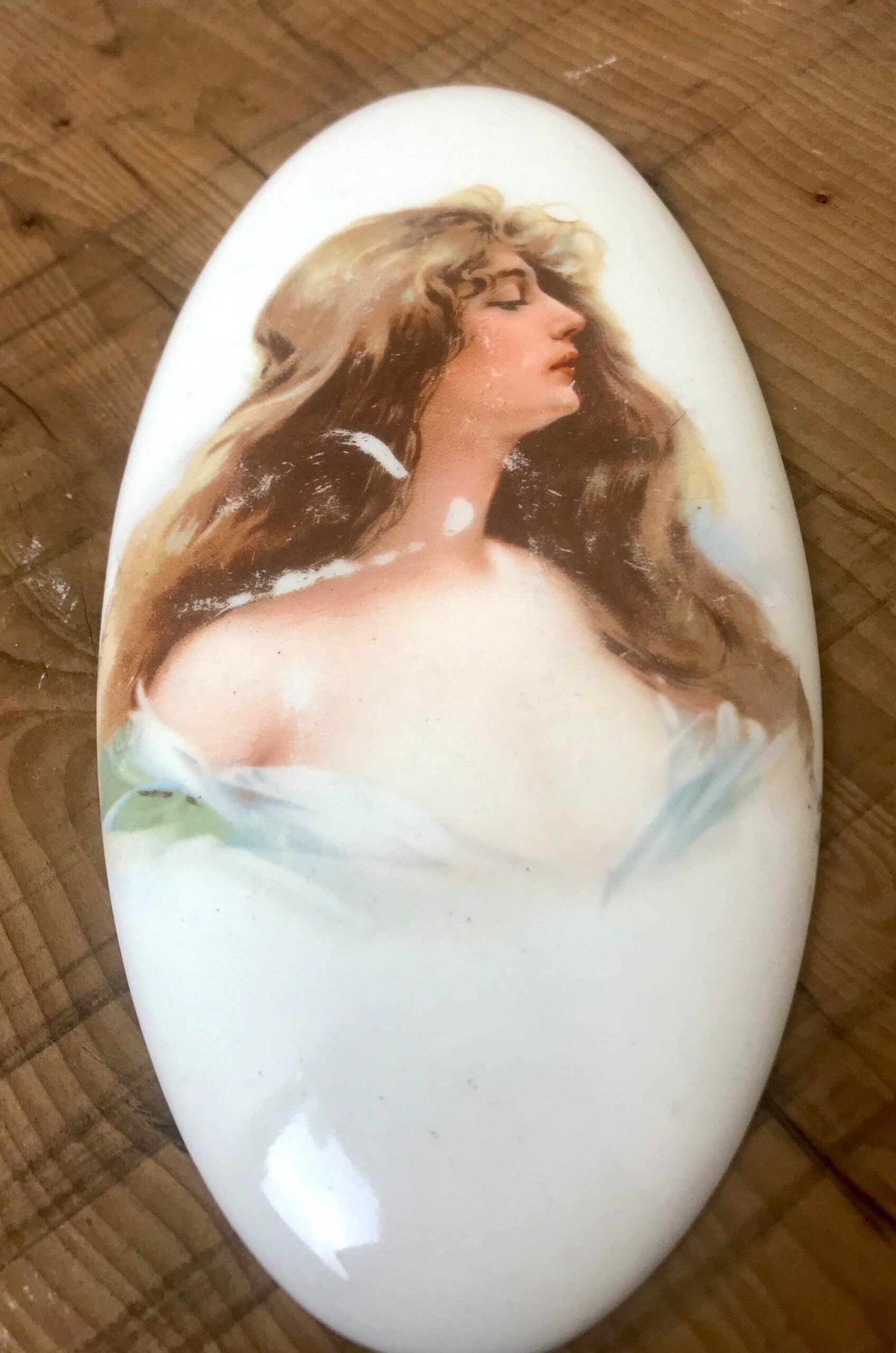 Lovely Antique Early 20th Century, Art Nouveau Porcelain Plaque